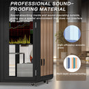 Office Sound Booth with Audio Privacy - Portable Soundproof Booth Includes Black Wood Grain Exterior Design,Movable Room with Light,Fans, USB Port for Study,Singing Room