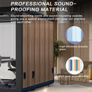 Office Sound Booth with Audio Privacy - Portable Soundproof Booth Includes Black Wood Grain Exterior Design,Movable Room with Light,Fans, USB Port for Study,Singing Room