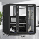 Office Sound Booth with Audio Privacy - Portable Soundproof Booth Includes Black Modern Design,Movable Room with Light,Fans, USB Port for Singing Room, Telephone Booth