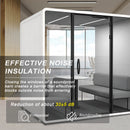 Office Sound Booth with Audio Privacy - Removable Soundproof Booth Includes Magnetic Door Closing Design,Modern Room with Light,Fans,White Tint&Socket for Study