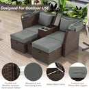 2-Seater Outdoor Daybed Loveseat Sofa Set with Foldable Awning and Cushions