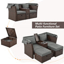 2-Seater Outdoor Daybed Loveseat Sofa Set with Foldable Awning and Cushions