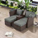 2-Seater Outdoor Daybed Loveseat Sofa Set with Foldable Awning and Cushions