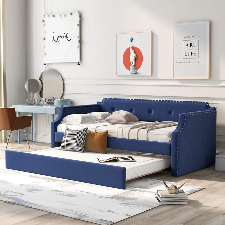 Upholstered Daybed Sofa Bed with Trundle