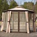 Double Roof Patio Outdoor Gazebo with Mosquito Netting