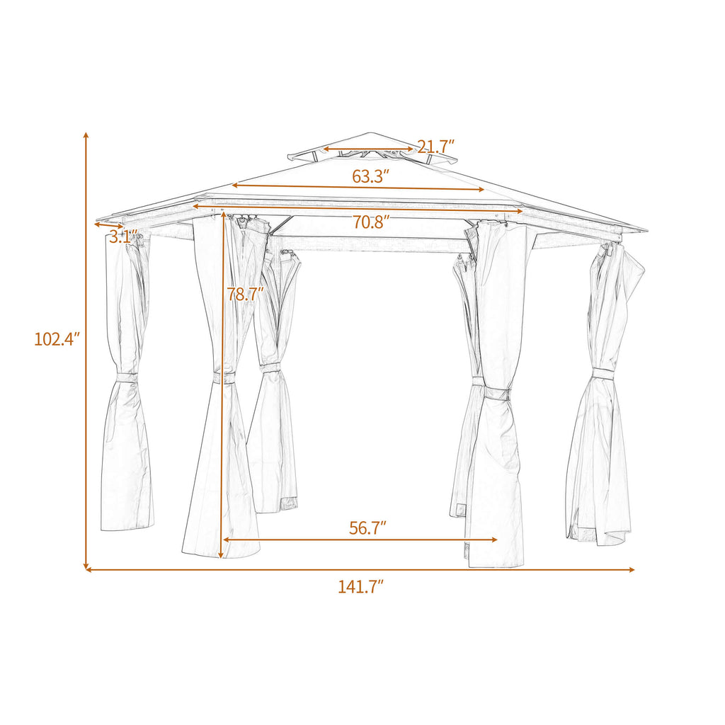 Double Roof Patio Outdoor Gazebo With Mosquito Netting ...