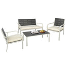 4 Pieces Patio Garden Sofa Set with Cushions and Coffee Table