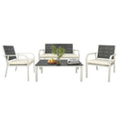 4 Pieces Patio Garden Sofa Set with Cushions and Coffee Table