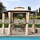 Double Roof Patio Outdoor Gazebo with Mosquito Netting