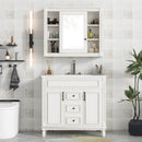 White Freestanding Bathroom Vanity Set with Mirror Cabinet and Sink