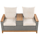 2 Seat Outdoor Adjustable Loveseat with Storage Space