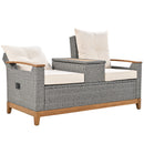 2 Seat Outdoor Adjustable Loveseat with Storage Space