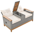 2 Seat Outdoor Adjustable Loveseat with Storage Space