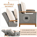 2 Seat Outdoor Adjustable Loveseat with Storage Space