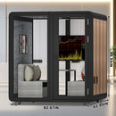 Office Sound Booth with Audio Privacy - Portable Soundproof Booth Includes Black Wood Grain Exterior Design,Movable Room with Light,Fans, USB Port for Study,Singing Room