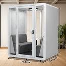 Office Sound Booth with Audio Privacy - Removable Soundproof Booth with White with Arc Border Design,Soundproof Room with Light,Fans, Socket for Study,Telephone Booth