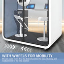 Office Sound Booth with Audio Privacy - Portable Soundproof Pod with White Exquisite Design,Movable Room with Light,Ventilation,Socket for Study,Singing Room,Telephone Booth
