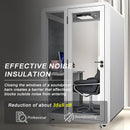 Office Sound Booth with Audio Privacy - Portable Soundproof Booth Includes White Modern Syle,Movable Room with Light,Fans, USB Port for Singing Room, Study