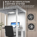 Office Sound Booth with Audio Privacy - Portable Soundproof Booth Includes Three Sided Transparent Design,Movable Room with Light,Fans, USB Port for Singing Room, Reading Pavilion