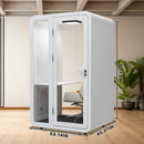 Office Sound Booth with Audio Privacy - Removable Soundproof Booth with White with Arc Border Design,Soundproof Room with Light,Fans, Socket for Study,Telephone Booth