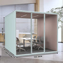 Office Sound Booth with Audio Privacy - Portable Soundproof Pod with Stylish Light Blue Frame,Soundproof Room with Light,Ventilation,Sockets for Office work