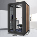 Office Sound Booth with Audio Privacy - Portable Soundproof Booth Includes Black Wood Grain Exterior Design,Movable Room with Light,Fans, USB Port for Study,Singing Room