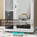 Office Sound Booth with Audio Privacy - Removable Soundproof Booth Includes White with Wood Grain Side Trim,Soundproof Room with Light,Fans, Socket for Singing Room,Telephone Booth