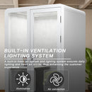 Office Sound Booth with Audio Privacy - Removable Soundproof Booth with White with Arc Border Design,Soundproof Room with Light,Fans, Socket for Study,Telephone Booth