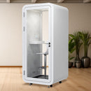 Office Sound Booth with Audio Privacy - Removable Soundproof Booth with White with Arc Border Design,Soundproof Room with Light,Fans, Socket for Study,Telephone Booth