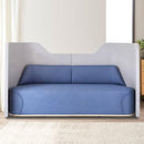 Loveseat Sofa - Modern Couch with Gray and Blue Color Blocking Design,Office Sofa Couches with Side high Backrest for Reception Hall Office Lounge Area