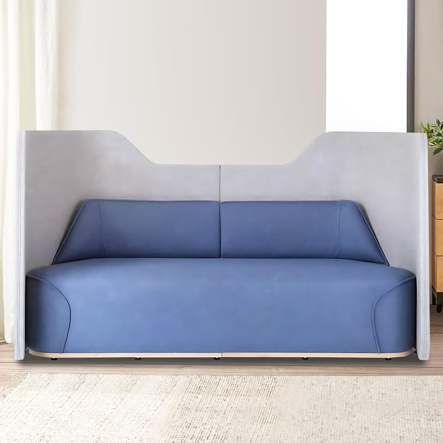 Loveseat Sofa - Modern Couch with Gray and Blue Color Blocking Design,Office Sofa Couches with Side high Backrest for Reception Hall Office Lounge Area
