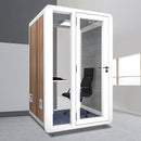 Office Sound Booth with Audio Privacy - Portable Soundproof Booth with White Wood Grain Exterior Design,Movable Room with Light,Fans, USB Port for Study, Telephone Booth(39.37IN)