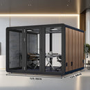 Office Sound Booth with Audio Privacy - Portable Soundproof Booth Includes Black Wood Grain Exterior Design,Movable Room with Light,Fans, USB Port for Study,Singing Room