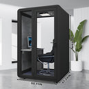 Office Sound Booth with Audio Privacy - Portable Soundproof Booth Includes Black Modern Design,Movable Room with Light,Fans, USB Port for Singing Room, Telephone Booth