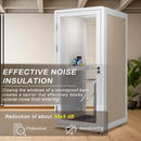 Office Sound Booth with Audio Privacy - Removable Soundproof Booth Includes White with Wood Grain Side Trim,Soundproof Room with Light,Fans, Socket for Singing Room,Telephone Booth