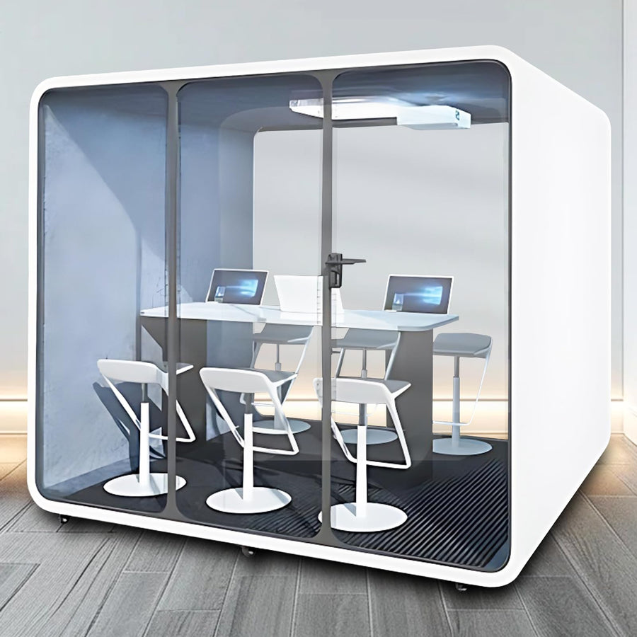 Office Sound Booth with Audio Privacy - Portable Soundproof Pod with White Exquisite Design,Movable Room with Light,Ventilation,Socket for Study,Singing Room,Telephone Booth