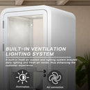 Office Sound Booth with Audio Privacy - Removable Soundproof Booth with White with Arc Border Design,Soundproof Room with Light,Fans, Socket for Study,Telephone Booth