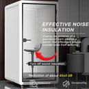 Office Sound Booth with Audio Privacy - Portable Soundproof Booth Includes White with Black Border Design,Movable Room with Light,Fans,Socket for Singing Room Office Study