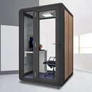 Office Sound Booth with Audio Privacy - Portable Soundproof Booth Includes Black Wood Grain Exterior Design,Movable Room with Light,Fans, USB Port for Study,Singing Room