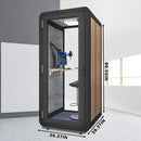 Office Sound Booth with Audio Privacy - Portable Soundproof Booth Includes Black Wood Grain Exterior Design,Movable Room with Light,Fans, USB Port for Study,Singing Room