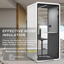 Office Sound Booth with Audio Privacy - Removable Soundproof Booth Includes Magnetic Door Closing Design,Modern Room with Light,Fans,White Tint&Socket for Study