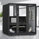 Office Sound Booth with Audio Privacy - Portable Soundproof Booth Includes Black Modern Design,Movable Room with Light,Fans, USB Port for Singing Room, Telephone Booth