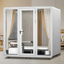Office Sound Booth with Audio Privacy - Removable Soundproof Booth Includes White Simple Tone,Soundproof Room with Light,Fans, Socket for Sleeping Chamber,Live Broadcast Room