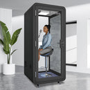 Office Sound Booth with Audio Privacy - Portable Soundproof Booth Includes Black Modern Design,Movable Room with Light,Fans, USB Port for Singing Room, Telephone Booth
