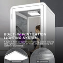 Office Sound Booth with Audio Privacy - Portable Soundproof Booth Includes White Modern Syle,Movable Room with Light,Fans, USB Port for Singing Room, Study