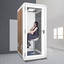 Office Sound Booth with Audio Privacy - Portable Soundproof Booth with White Wood Grain Exterior Design,Movable Room with Light,Fans, USB Port for Study, Telephone Booth(39.37IN)