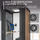Office Sound Booth with Audio Privacy - Portable Soundproof Booth Includes Black Wood Grain Exterior Design,Movable Room with Light,Fans, USB Port for Study,Singing Room