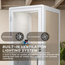 Office Sound Booth with Audio Privacy - Removable Soundproof Booth Includes White with Wood Grain Side Trim,Soundproof Room with Light,Fans, Socket for Singing Room,Telephone Booth