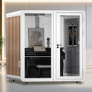 Office Sound Booth with Audio Privacy - Portable Soundproof Booth with White Wood Grain Exterior Design,Movable Room with Light,Fans, USB Port for Study, Telephone Booth(39.37IN)