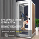 Office Sound Booth with Audio Privacy - Portable Soundproof Booth with White Wood Grain Exterior Design,Movable Room with Light,Fans, USB Port for Study, Telephone Booth(39.37IN)
